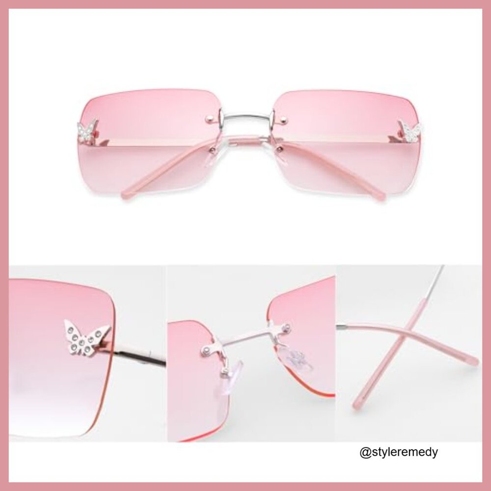 Metal Frameless Rectangular Sunglasses with UV400… - image 6